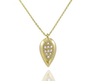 Yellow Gold Diamond Drop Pendant Necklace