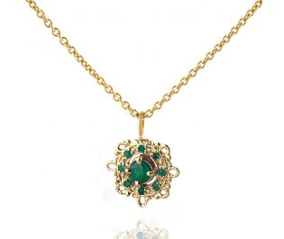 Victorian Rose Gold Necklace with Emeralds