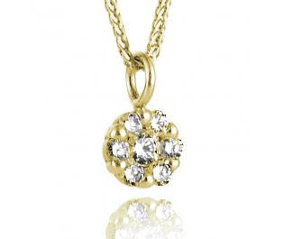 Solid  Yellow Gold Flower Cluster Diamond Pendant Grand 