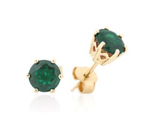 עגילים צמודים מלכותיים משובצים אמרלד