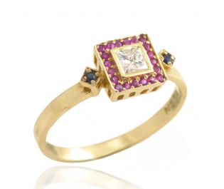Art Deco Inspired Engagement Ring in Yellow Gold 