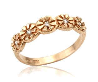 טבעת פרחים משובצת יהלומים