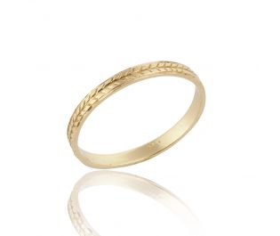 Unique Wheat Pattern Gold Wedding Band