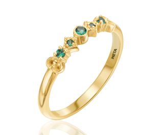 Decorated Delicate Emerald Ring 