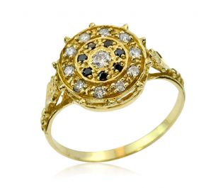 טבעת וינטאג' משובצת מגוון יהלומים