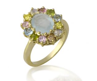 Victorian Style Colorful Halo Ring