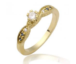Vintage style yellow gold engagement ring