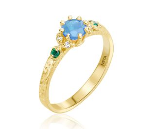 Blossoming Beauties Blue Topaz & Emerald Ring