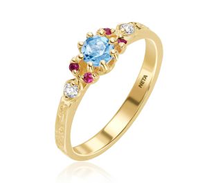 Blossoming Beauties Blue Topaz & Emerald Ring