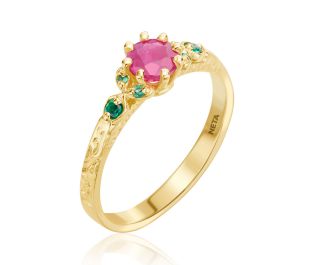 Blossoming Beauties Ruby & Emerald Ring