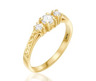 Unique Trio Engagement Ring in Yellow Gold
