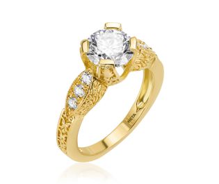 Antique Style white sapphire Engagement Ring