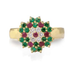 Rich and  colorful gemstones vintage ring