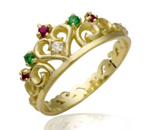 Victorian style yellow gold crown ring