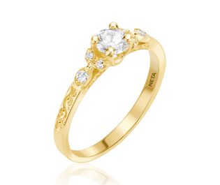 Delicate Nouveau Diamond Engagement Ring 