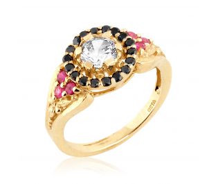 טבעת אירוסין מלכותית משובצת יהלומים ורובי