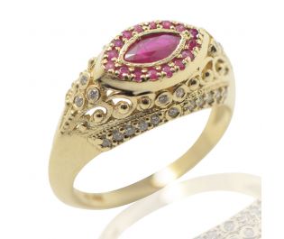 14k Gold Ruby Cleo Statement Ring