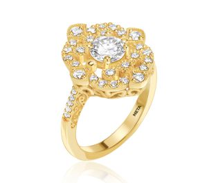 טבעת משובצת יהלומים מעוטרת בעיצוב ויקטוריאני