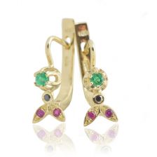 עגילי זהב משובצים אבני חן 