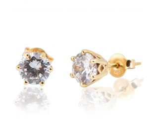 עגילים צמודים מלכותיים משובצים זירקון 