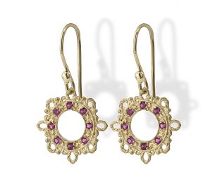 עגילי וינטג' משובצים אבני רובי