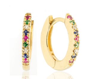 Pave Ruby Hoops Yellow Gold