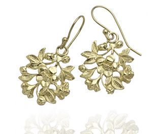 עגילי פרחים מזהב