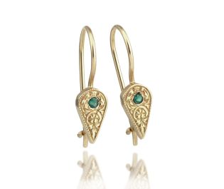 Hand Engraved Sapphire Drop Earrings 