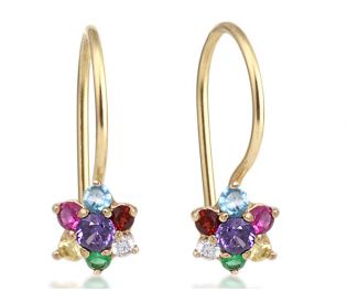 עגילי זהב פרחוניים