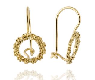 עגילי זהב פרחוניים