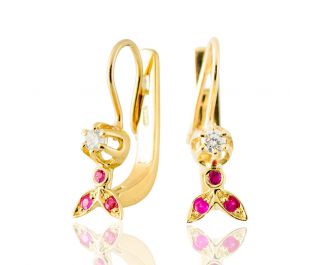 Antique Style Diamond Dangling Earrings 14k