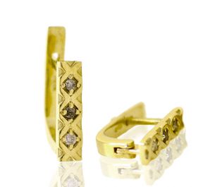 עגילי מלבן יהלומים אפורים