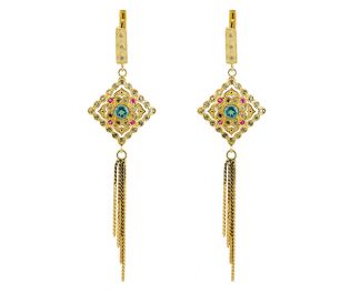 עגילים תלויים ארוכים משובצים